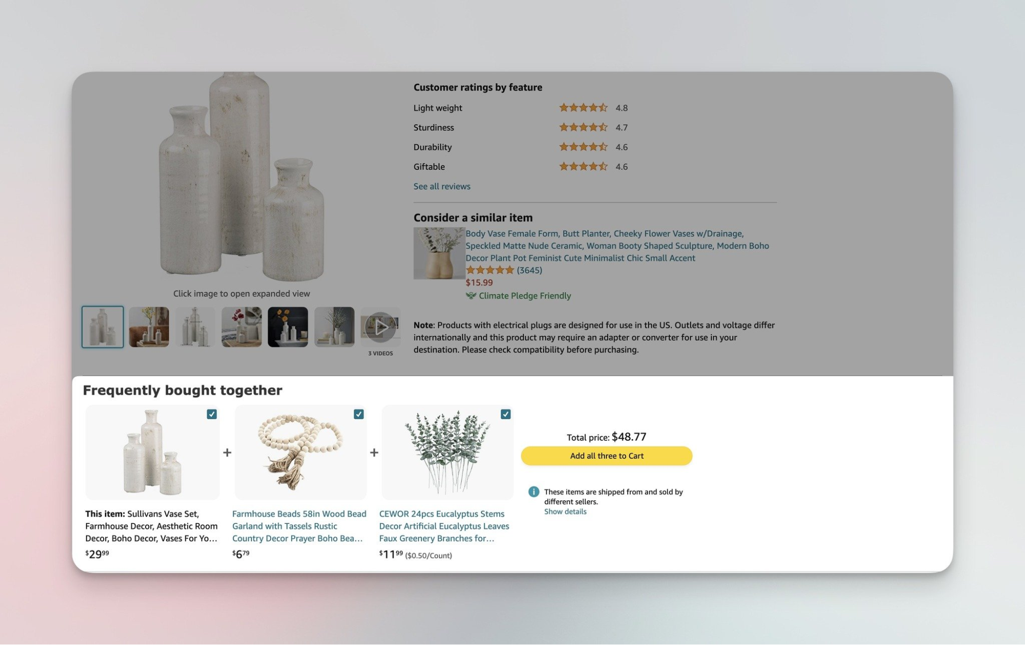 AI suggests related items in Frequently bought together 